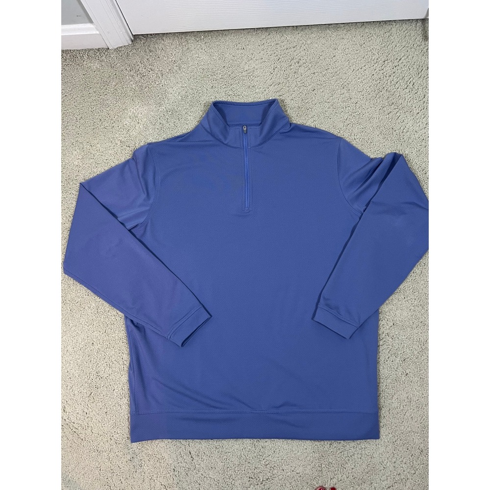 Peter Millar Crown Sport Blue Quarter Zip Pullover Mens L Performance (IN#68)